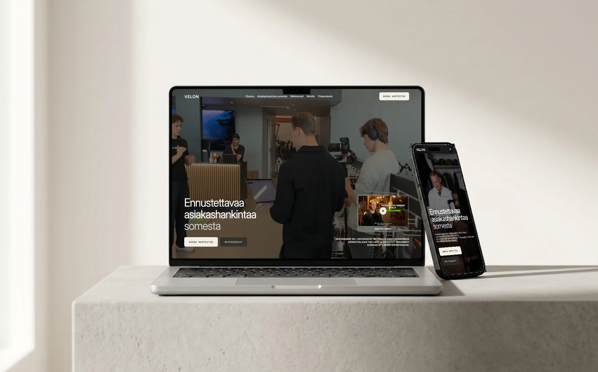 Yrityksen kotisivut Turussa, mockup läppärin ruudulla
