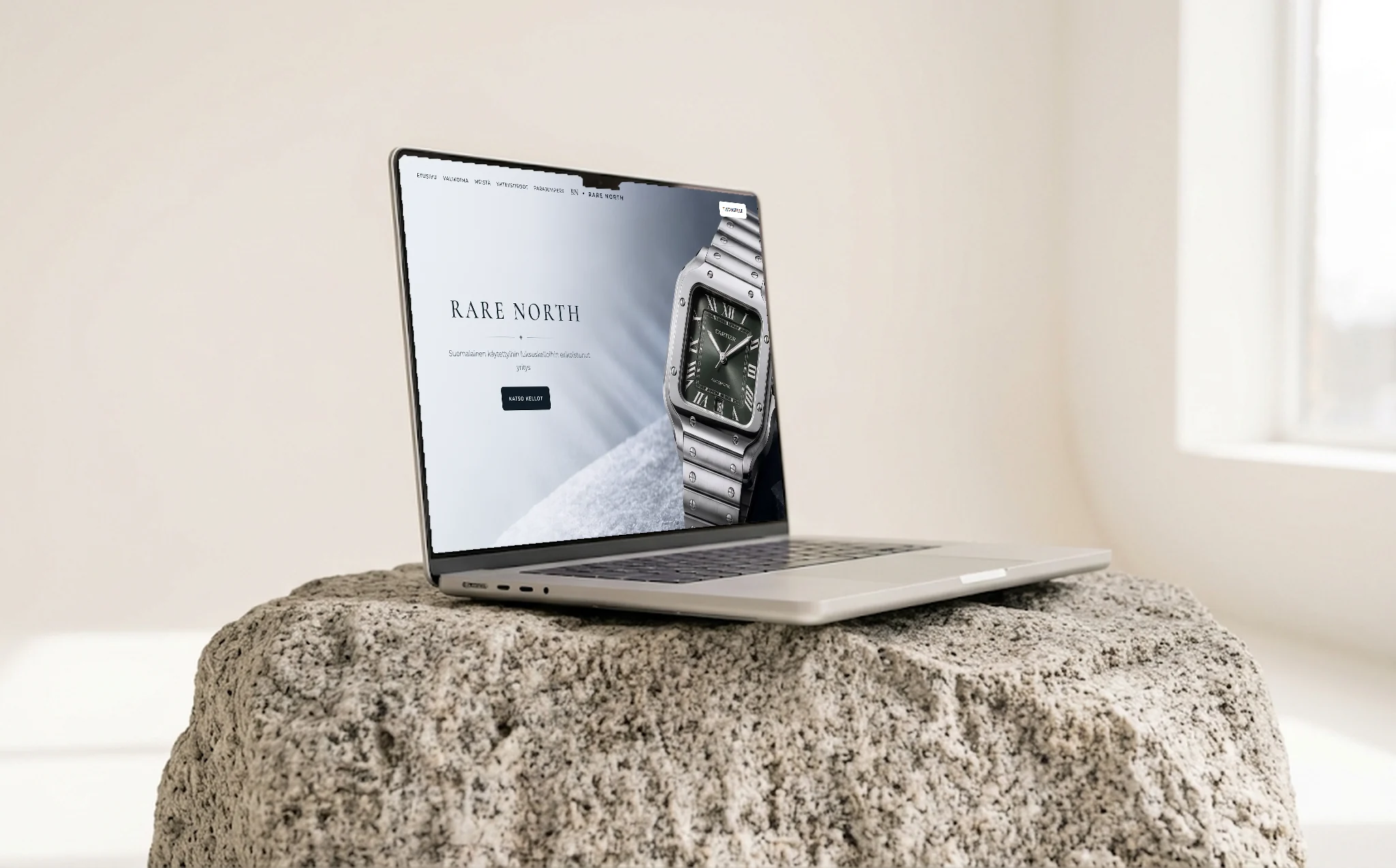 Yrityksen kotisivut Oulussa, mockup läppärin ruudulla