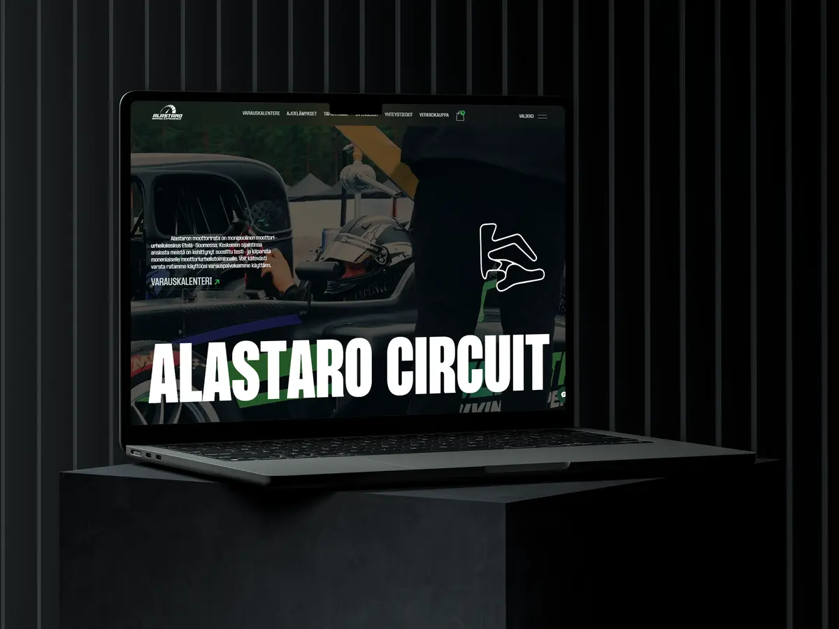 Alastaro Circuitin verkkosivusto kannettavan näytöllä