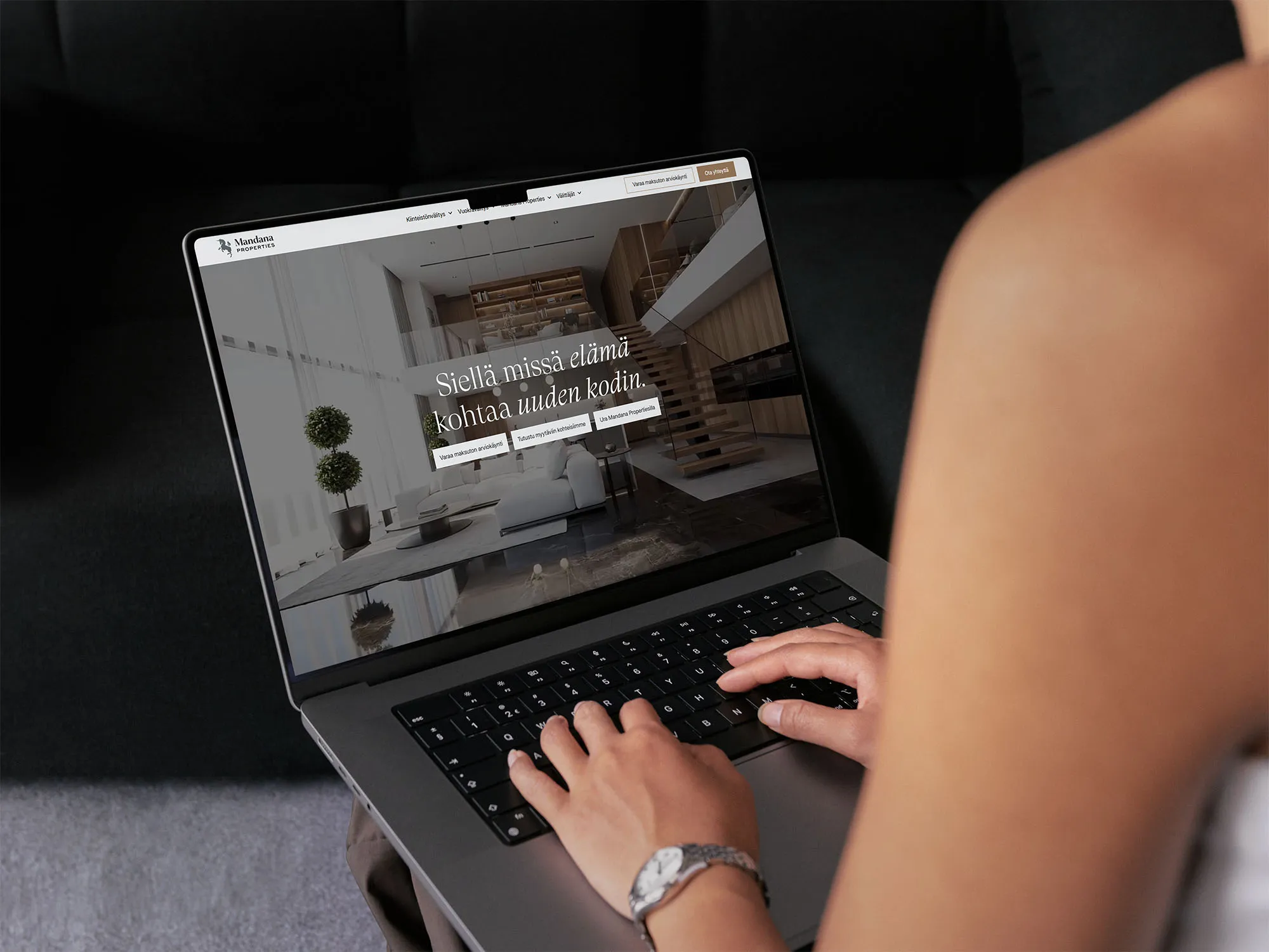 Mandana Propertiesin verkkosivuston etusivu